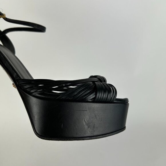 Gucci Allie Knotted Platform Sandals EU 37 US 7 Black Crawford Block High Heel - Picture 9 of 12